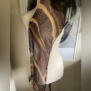NWT  Vintage Y2k Kenneth  Cole New York 100% Silk Shawl Scarf Wrap Brown light